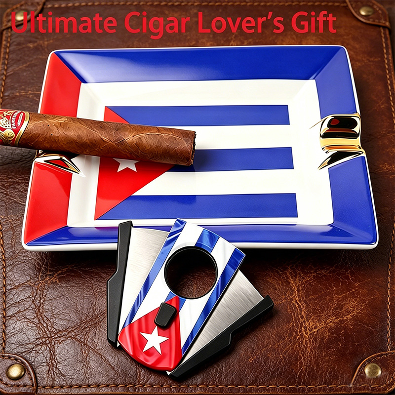 Cigar Cutter Set - Набор для сигар с кубинским флагом,