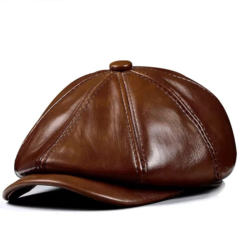 Men Accessories Brands - Весенняя новая шапка из натуральной кожи,