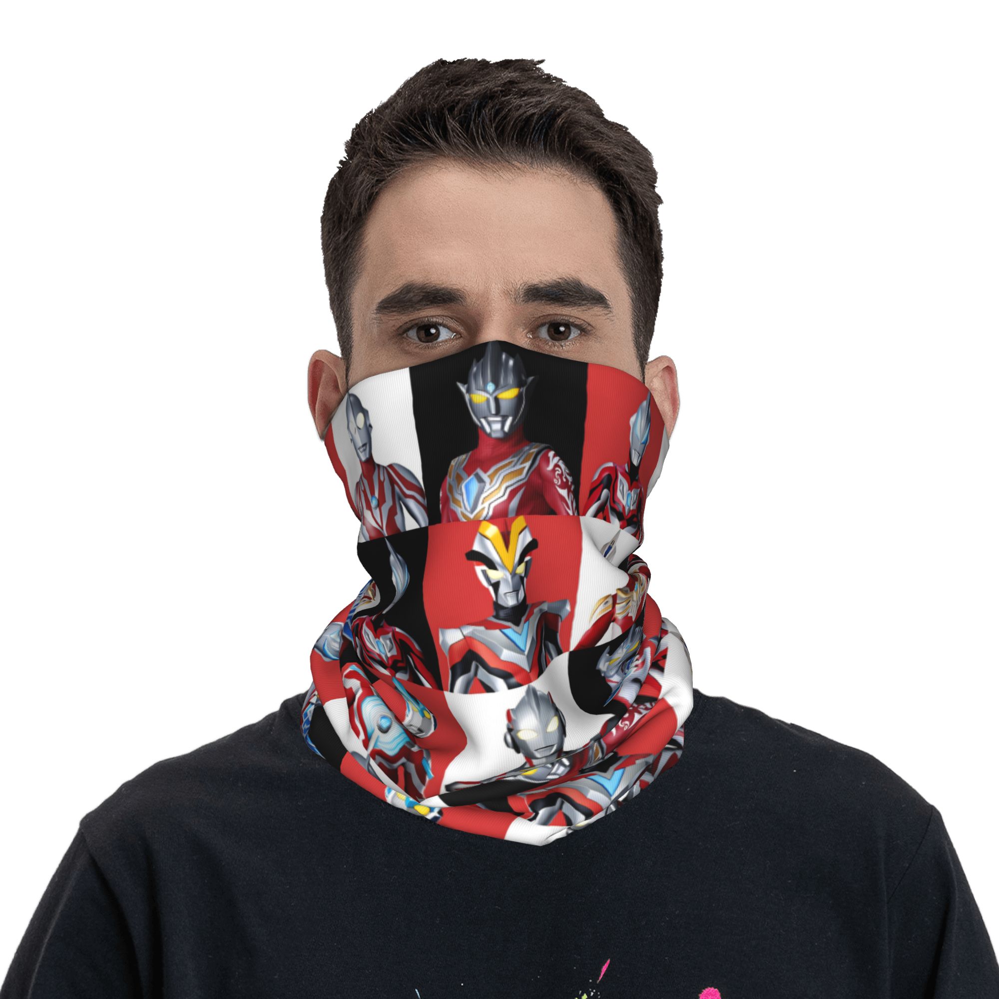 Men Accessories For Neck - Клетчатая бандана-балаклава с принтом Ультрамена для