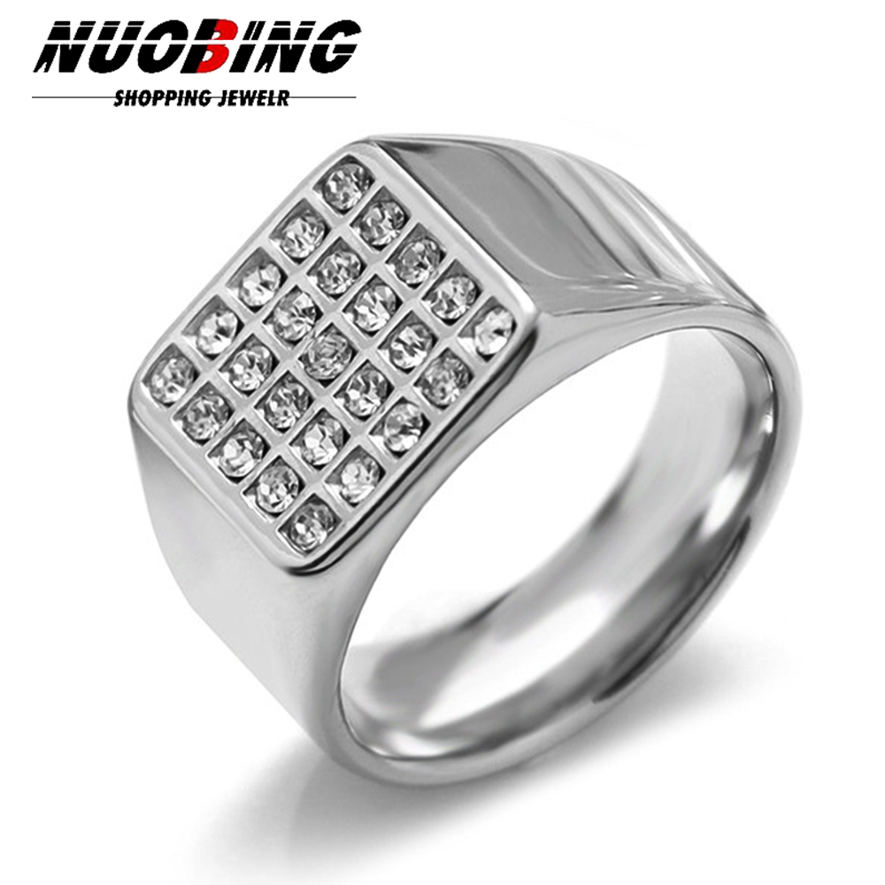 Signet Ring Men - 14-миллиметровое нежное блестящее кольцо-печатка с кубическим