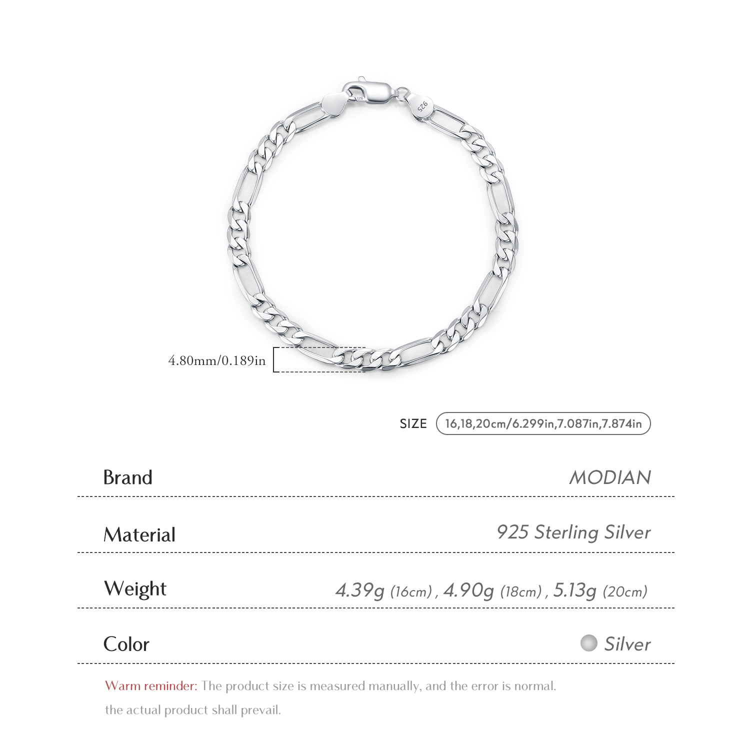 MODIAN стерлингового серебра 9 – обзор и цена Men Accessories Chain And Bracelet