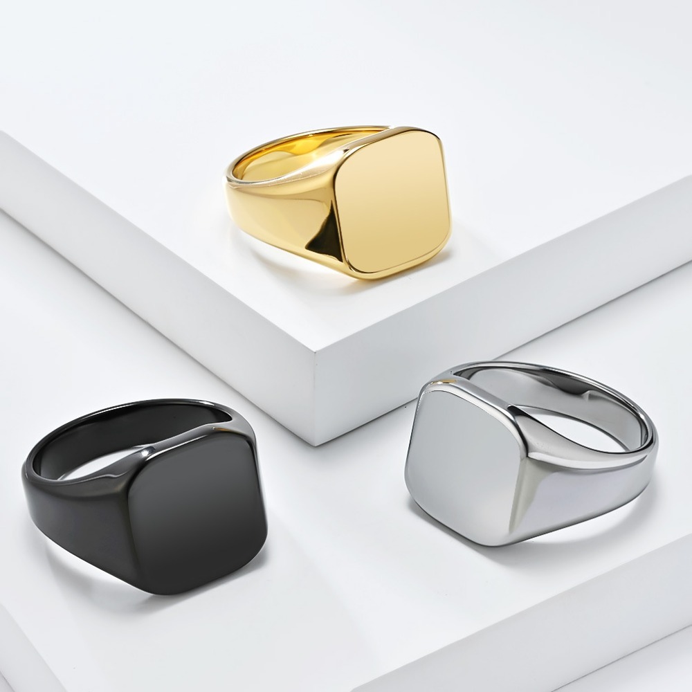 Женское квадратное кольцо из к – обзор и цена Signet Ring Men